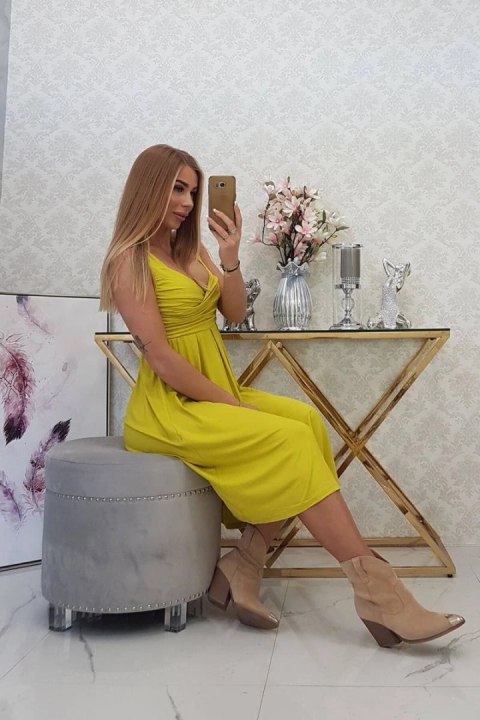 Sukienka z szerokimi ramiączkami kiwi