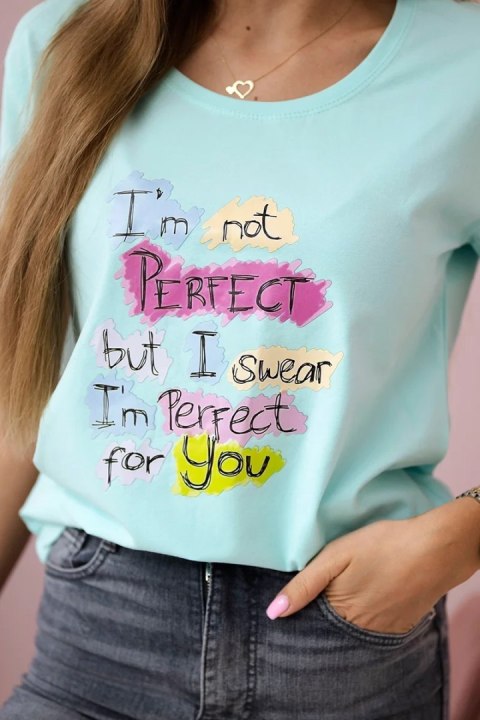 Bluzka z nadrukiem Perfect miętowa