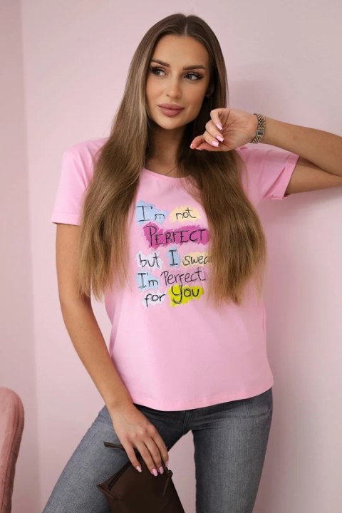 Bluzka z nadrukiem Perfect pudrowy róż