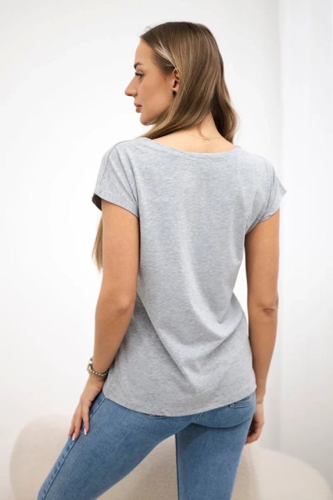 Bluzka z nadrukiem ust szara