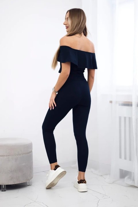 Komplet z falbanką granatowy