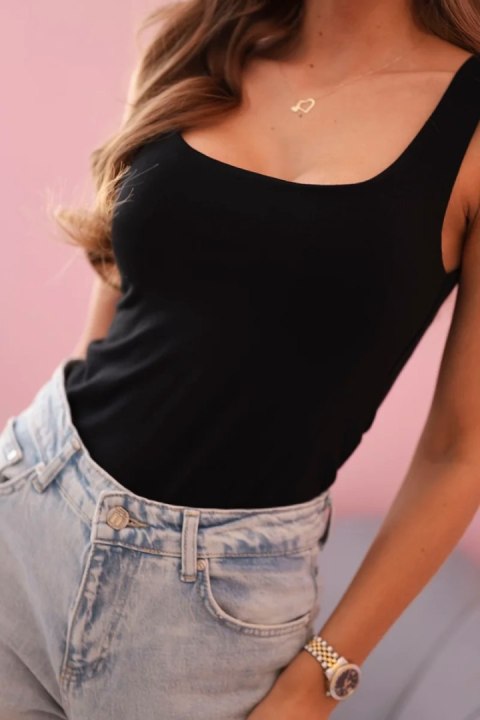 Bluzka damska na ramiączkach z dekoltem czarna