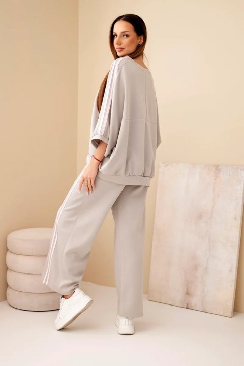 Komplet damski wiskozowy masełko z szeroką nogawką i luźną bluzą fango