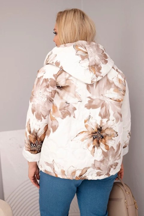 Kurtka damska wiosenna Plus Size z florystycznym wzorem fango