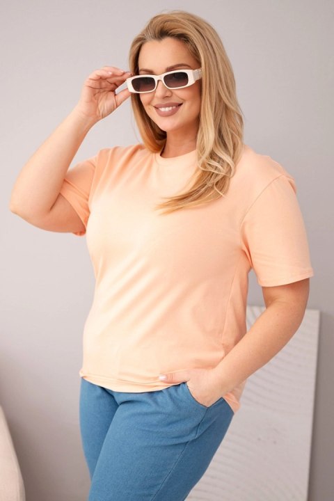 Bluzka damska bawełniana Plus Size z krótkim rękawem basic łososiowa