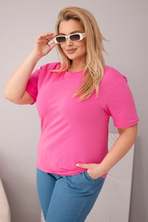 Bluzka damska bawełniana Plus Size z krótkim rękawem basic różowa