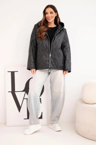 Kurtka damska wiosenna pikowana z kapturem i zamkiem czarna