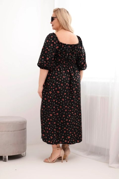 Sukienka damska Plus Size z dekoltem na troczki i elastyczną talią czarna