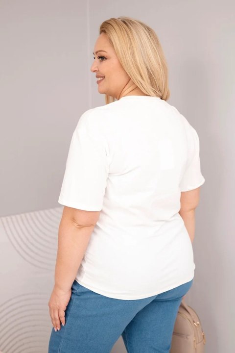 Bluzka damska bawełniana Plus Size z krótkim rękawem basic biała