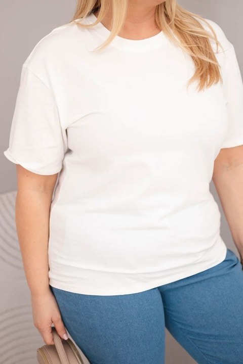 Bluzka damska bawełniana Plus Size z krótkim rękawem basic biała