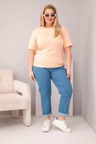 Bluzka damska bawełniana Plus Size z krótkim rękawem basic łososiowa
