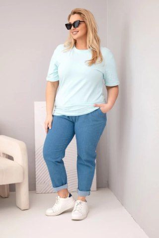 Bluzka damska bawełniana Plus Size z krótkim rękawem basic miętowa