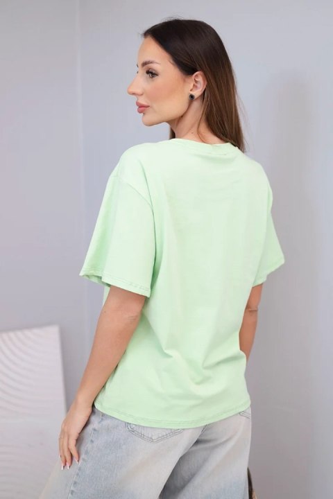 Bluzka damska bawełniana basic z krótkim rękawem jabłkowa