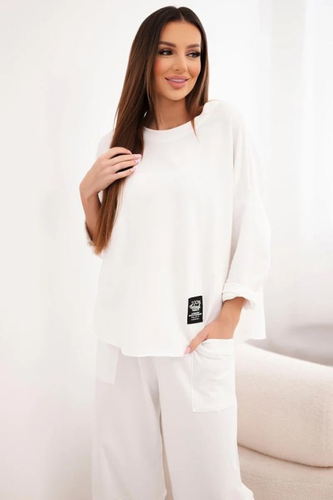 Komplet bawełniany bluza + spodnie ecru