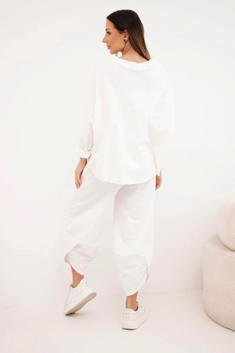 Komplet bawełniany bluza + spodnie ecru