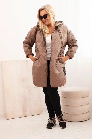 Kurtka damska Plus Size pikowana z kapturem i napisem HOPE fango