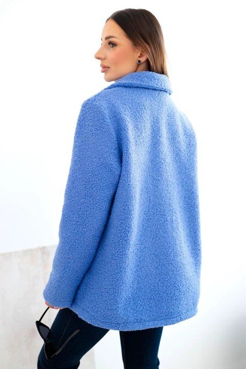 Kurtka damska z miękkiego baranka z kołnierzem jeansowa