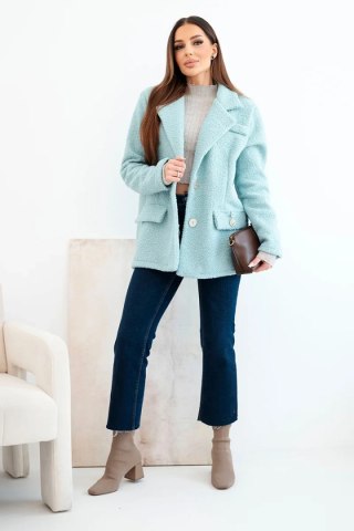Kurtka damska z miękkiego baranka z kołnierzem miętowa
