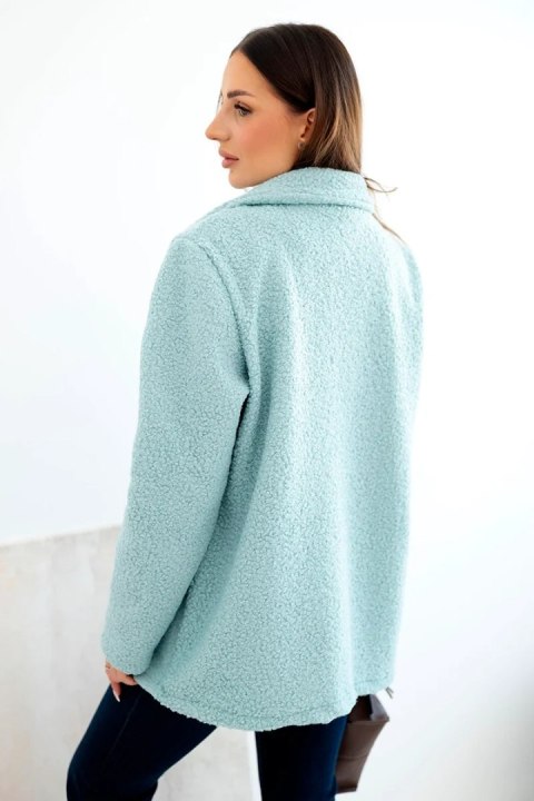 Kurtka damska z miękkiego baranka z kołnierzem miętowa