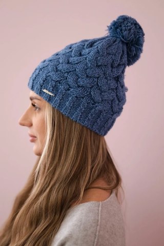 Czapka z polarem Waleria K307 jeansowa