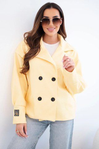 Kurtka damska krótka dwurzędowa z kołnierzem żółta