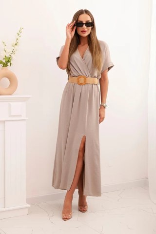 Sukienka długa z ozdobnym paskiem fango