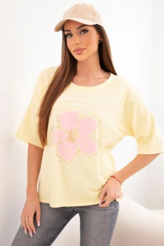 Bluzka damska bawełniana oversize z kwiatowym nadrukiem żółta