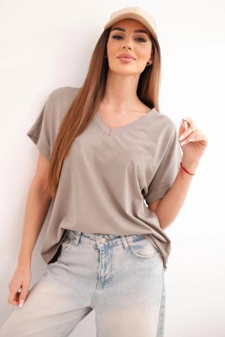 Bluzka damska bawełniana z dekoltem V i krótkim rękawem fango