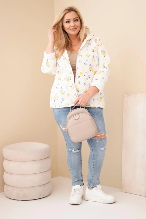 Kurtka damska wiosenna Plus Size w drobnym wzorem w kwiaty żółta