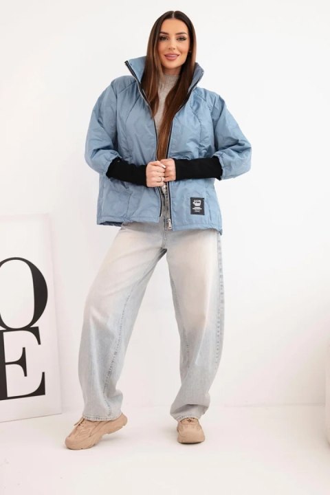 Kurtka damska wiosenna pikowana z ozdobnym tłoczeniem i zamkiem jeansowa