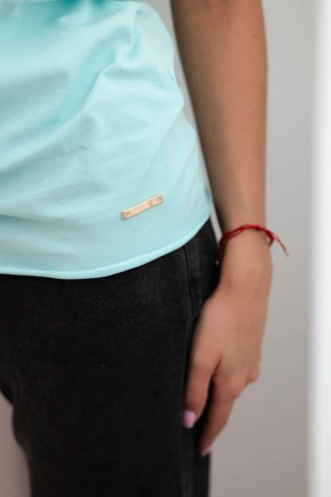 Bluzka damska bawełniana basic z krótkim rękawem miętowa