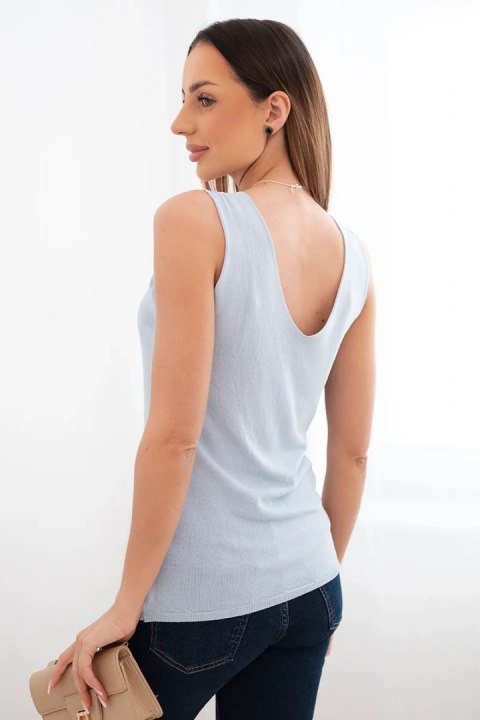 Bluzka damska wiskozowa bez rękawów z dekoltem V niebieska