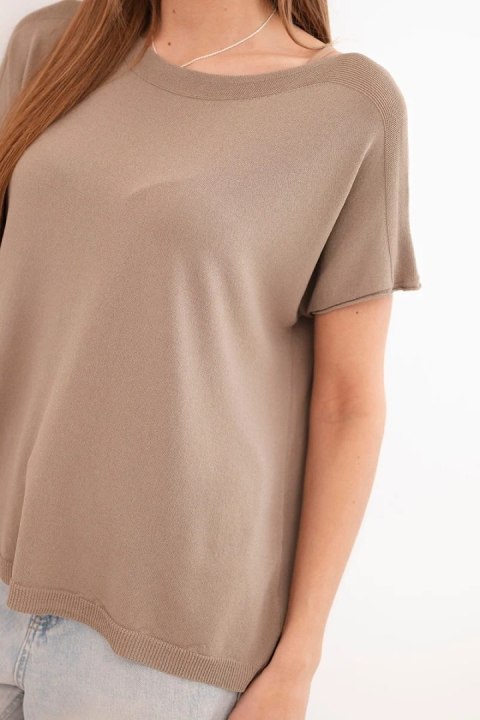 Bluzka damska wiskozowa oversize z krótkim rękawem i okrągłym dekoltem fango