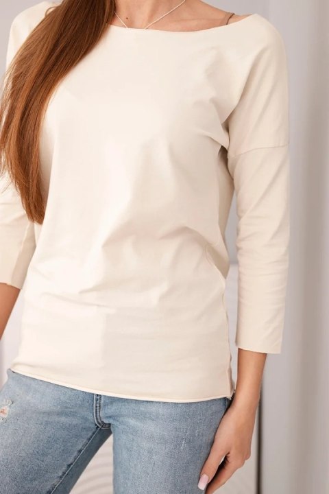 Bluzka damska z dekoltem w łódkę jasno beżowa