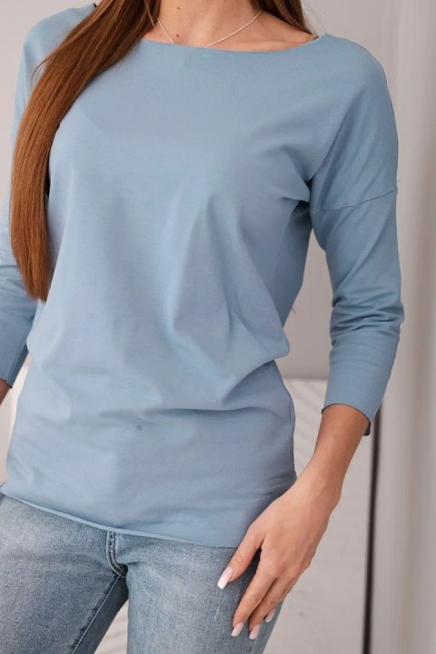 Bluzka damska z dekoltem w łódkę jeansowa