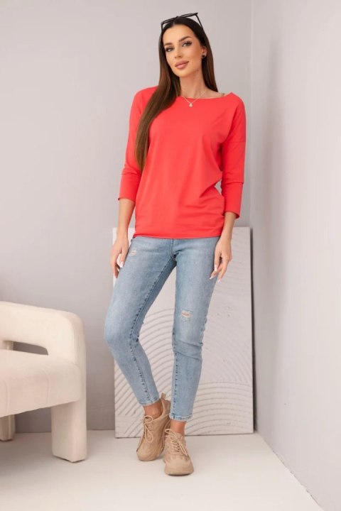 Bluzka damska z dekoltem w łódkę malinowa