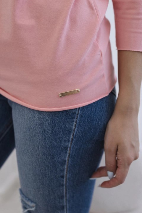 Bluzka damska z dekoltem w łódkę morelowa