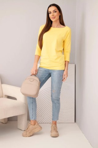 Bluzka damska z dekoltem w łódkę żółta