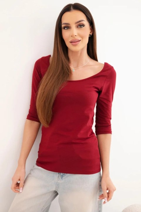 Bluzka okrągły dekolt bordowa
