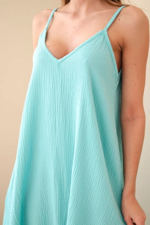 Sukienka muślinowa na ramiączkach miętowa