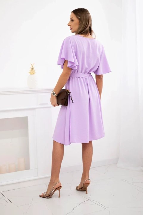 Sukienka z przekładanym dekoltem jasno fioletowa