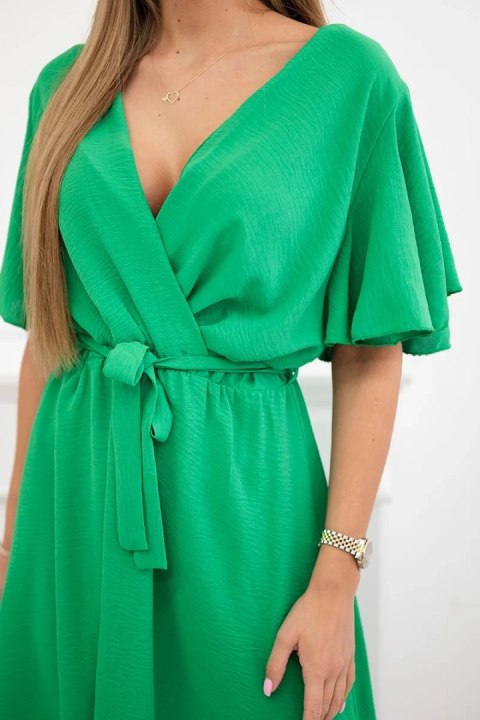 Sukienka z przekładanym dekoltem zielona