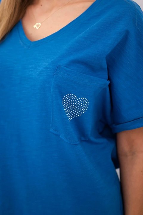 Bluzka bawełniana z kieszonką jeansowa