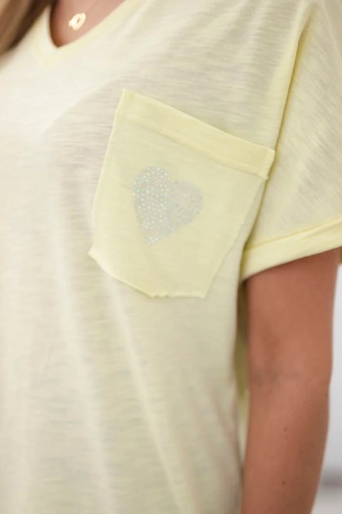 Bluzka bawełniana z kieszonką żółta