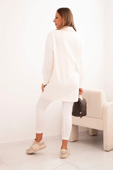 Komplet 3-częściowy bluza, top i legginsy ecru