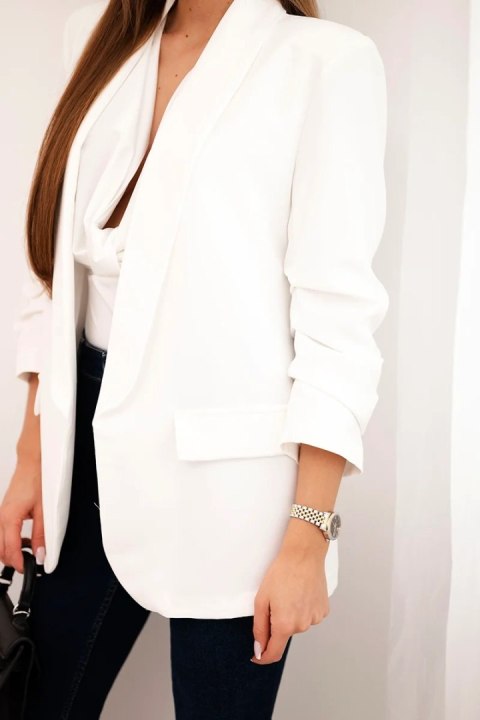 Marynarka z klapami elegancka ecru