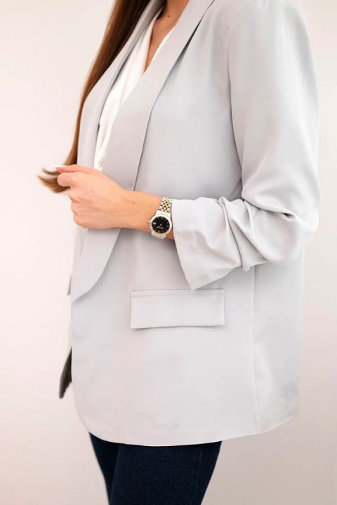 Marynarka z klapami elegancka szara