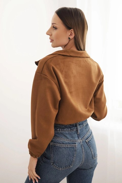 Bluza zamszowa na suwak camelowa
