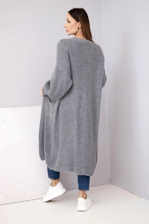 Sweter długi kardigan ciemny szary