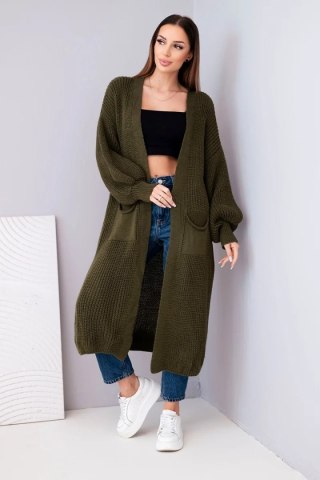 Sweter długi kardigan khaki